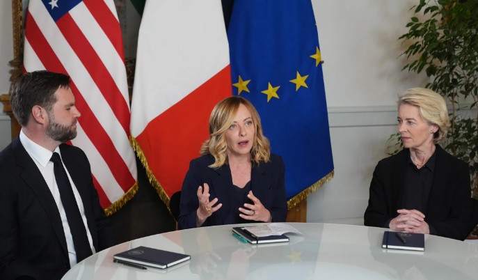 Italy’s Meloni Hosts Trilateral Meeting with JD Vance and Von Der Leyen in Rome